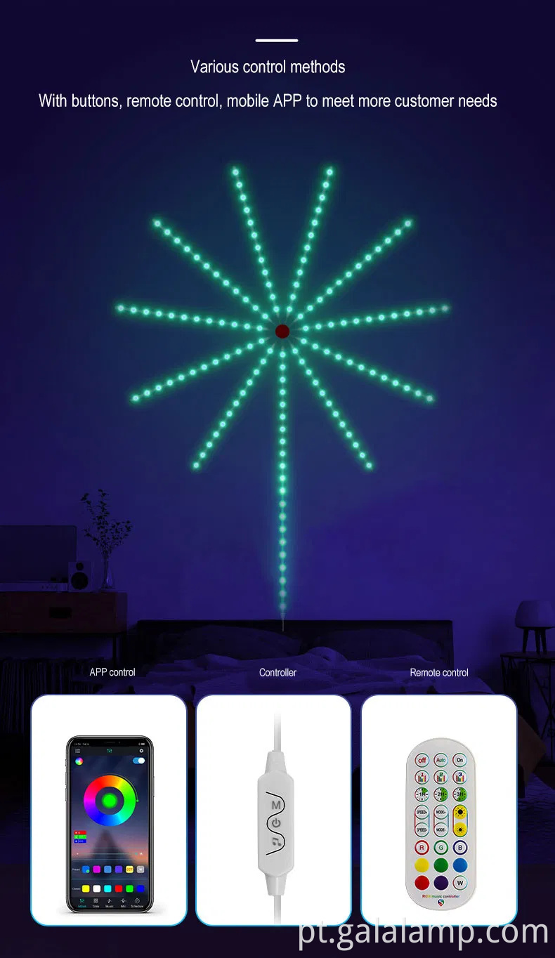 Luz de tira de fogos de artifício de fogos de artifício de LED de sinfonia colorida para decoração de casa